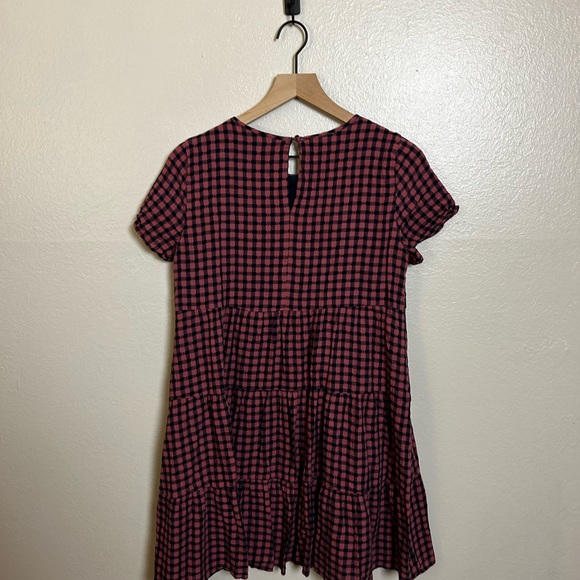 Madewell Short-Sleeve Tiered Mini Dress in Gingham Check - Picture 4 of 6